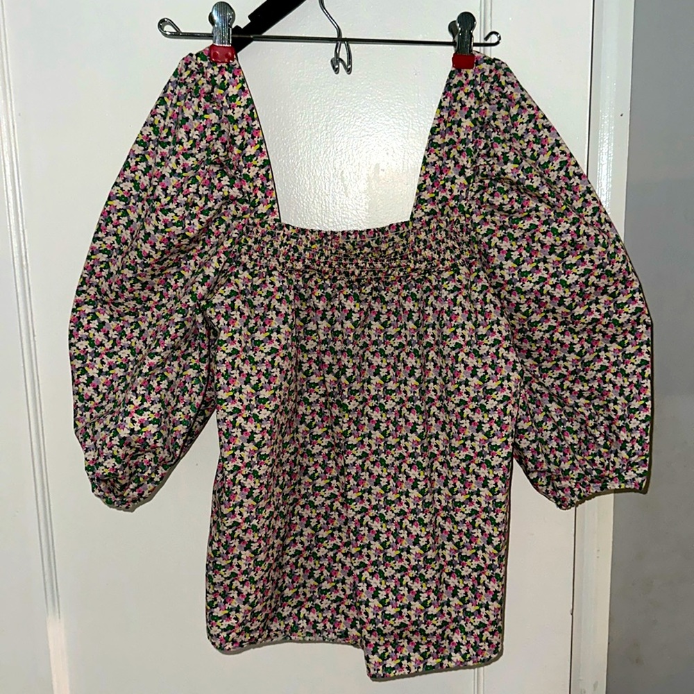 H&M Floral Square Neck Puff sleeve top